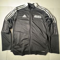 Pre Owned Excellent Adidas  Aeroready Primegreen  ESI Elite Sports Institute Soccer  Track Jacket  Black White  Youth 13-14