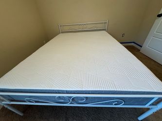 White Metal Bed Frame with Mattress