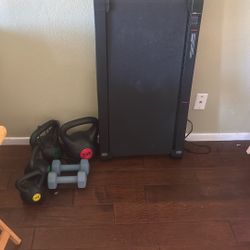 Walking pad, kettle bells, and 10lb weight combo