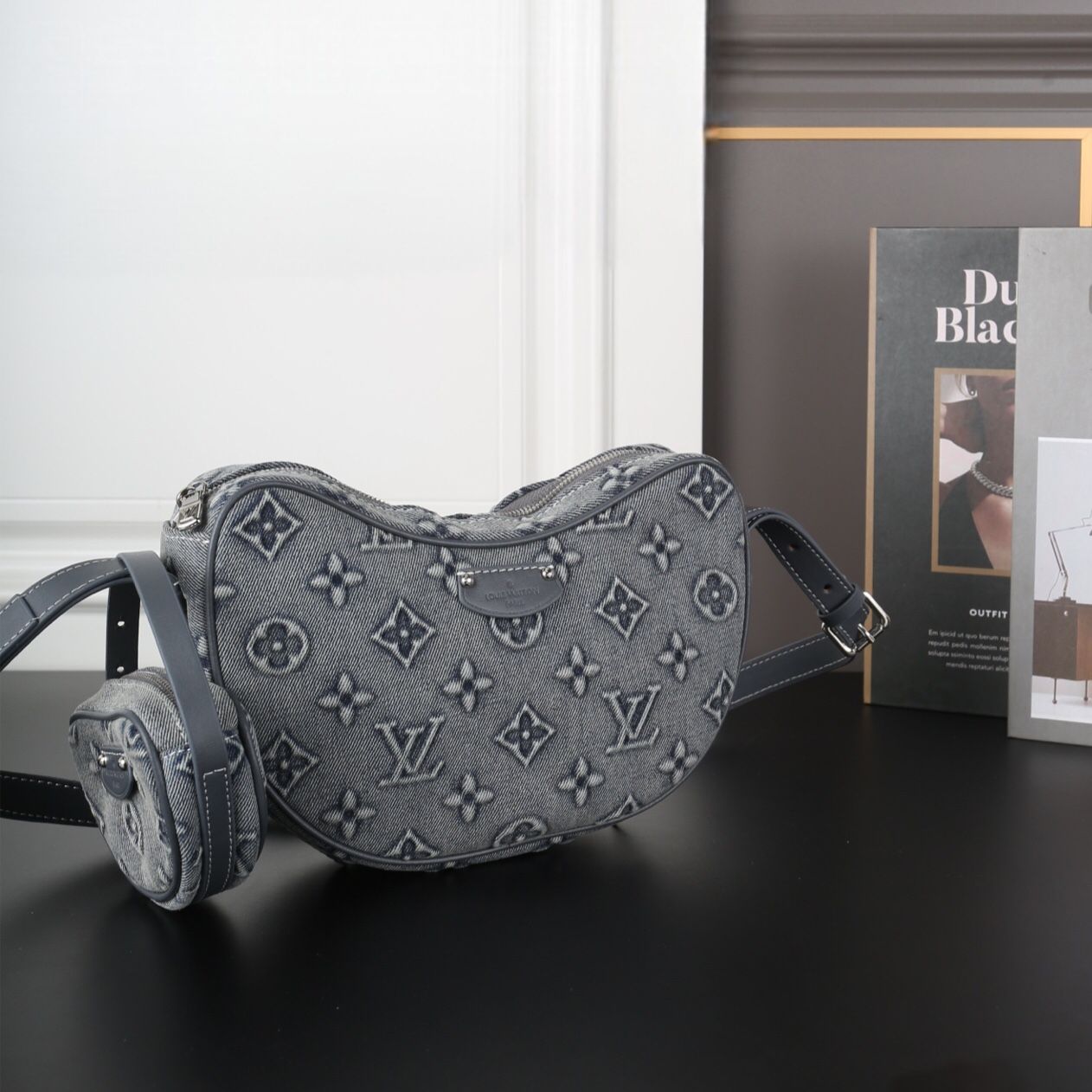 Limited Edition Denim Embossed Heart Bag Handheld & Crossbody Vintage Stylish Bag