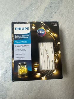 Philips 30ct LED Dewdrop Battery-Operated Shapable Lights in WARM WHITE Color w Timer