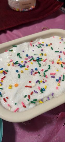 4 slimes birthday cake buttercream slime . White glue slime  . Pink white glue slime . Green water slime 🌸