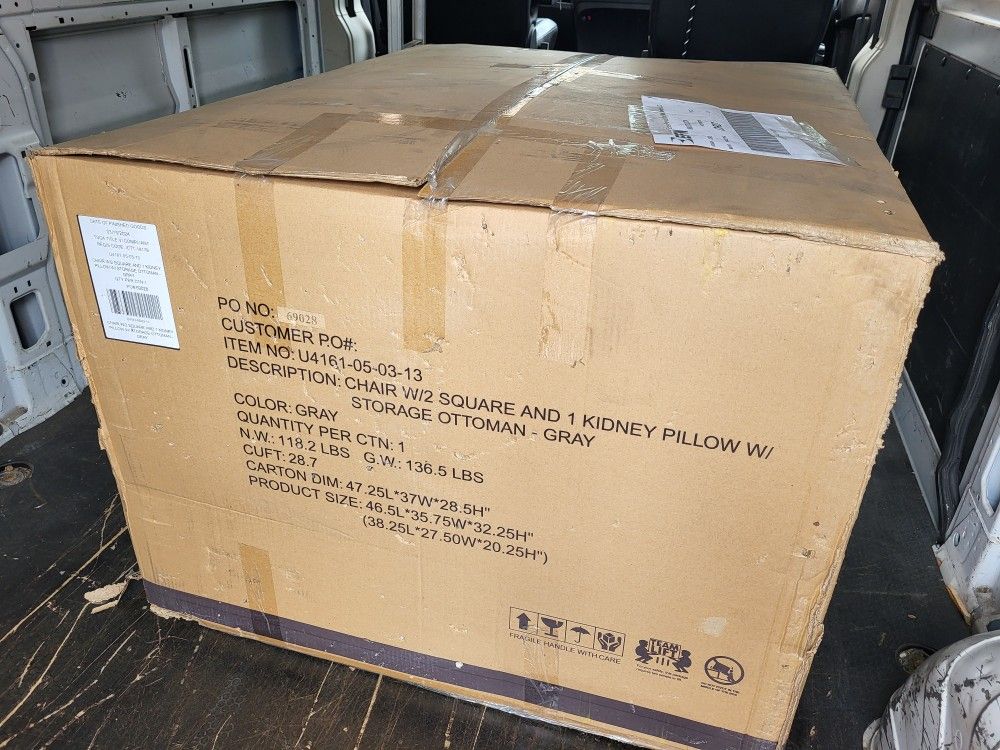 Maeve Chair And Storage Ottoman Set Thundercloud ( New in Box )