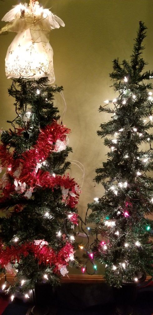 2 Matching Beautiful Christmas Tree Topiaries With lighting's