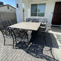 Metal Patio Table Set Of 8 Chairs 