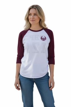 PHP 171 Women’s White Long Sleeve With burgundy sleeves Size Medium
