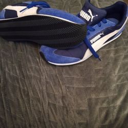 Puma Whirlwind Classic Navy Blue White Suede Shoes