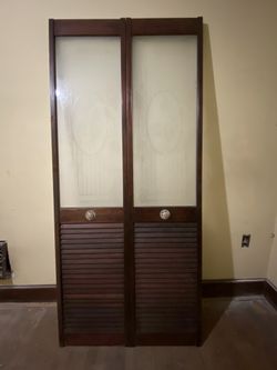 Folding Wood Door With Glass 