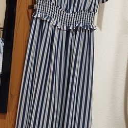 "Who What Wear" Blue And White Women's Striped Maxi Dress Sleeveless XS