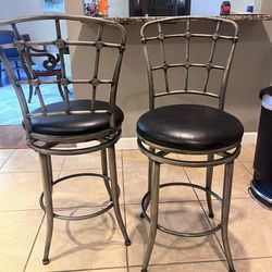 Two Black And Gray Stools 