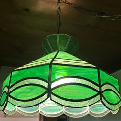 Vintage Tiffany style stained glass hanging lamp Beautiful!!