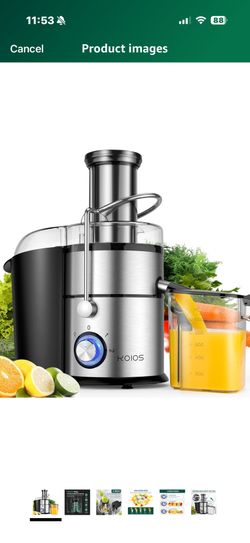 1200 W Centrifugal Juicer Machines, Juice Extractor with Extra Large 3inch Feed Chute, Full Copper Motor, Titanium-Plated Filter, High Juice Yiel