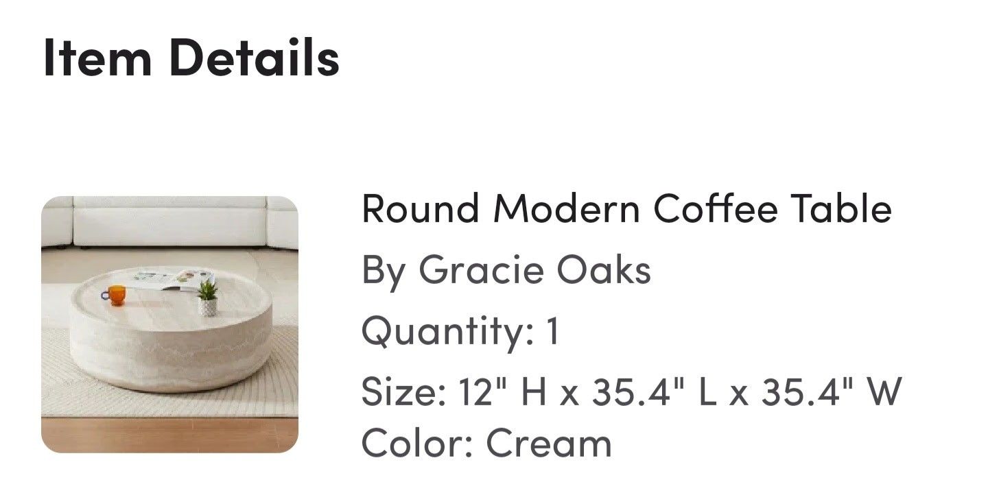 Round Modern Marble Like Coffee Table