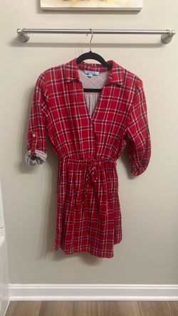 She and Sky Tunic Top Red and Blue Plaid Small