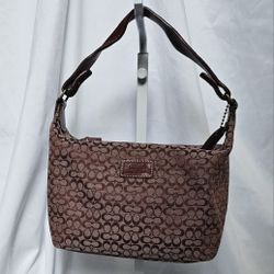 Coach Burgundy Mini Signature Canvas Accessory Pouch 