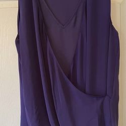Ralph Lauren Purple Sleeveless Faux Wrap Top Large