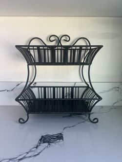 2-Tier Black Metal Fruit Basket