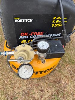 Bostitch 6-Gallon 135 PSI Oil-Free Air Compressor + Hoses & Fittings