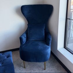 Blue velvet chair: $100