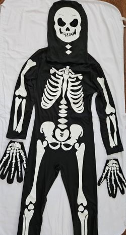 Kids Glow in the Dark Skeleton Costume Set Includes Mask, Gloves & Fluorescen