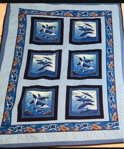 Whale and dolphin blanket