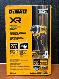 DEWALT DCF860B 20V MAX XR 1/4" 3-Speed High Torque Impact Driver (Tool Only) New
