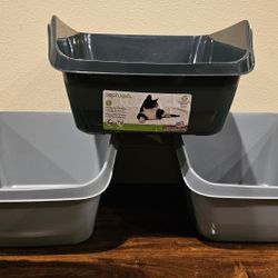 3 Large High Back Litter Boxes