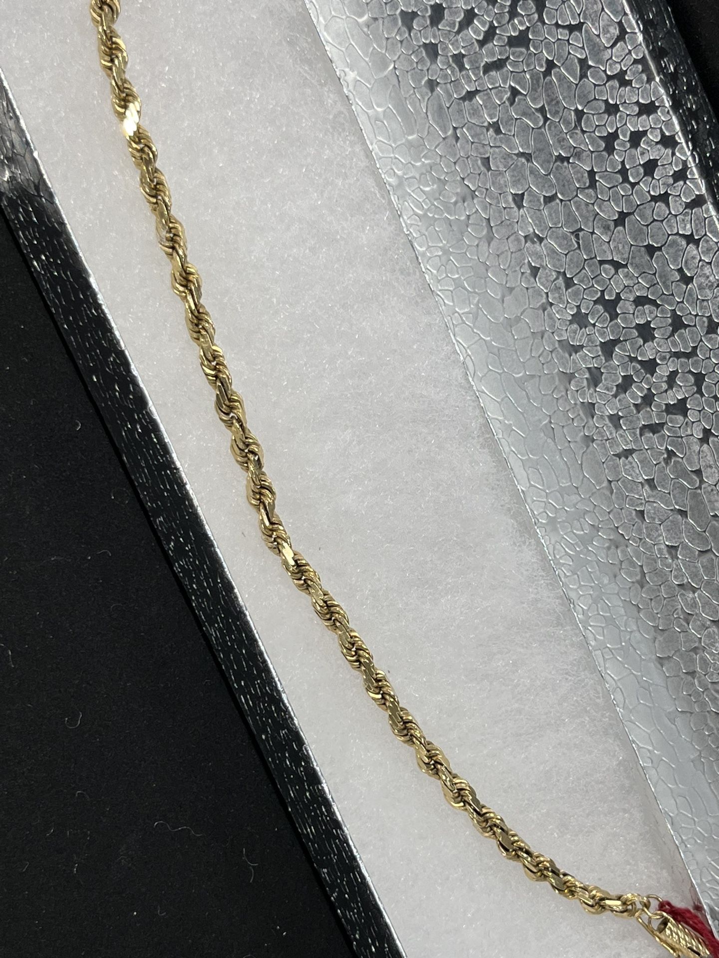 14kt Gold Rope Bracelet 8”