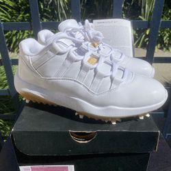 Jordan 11 Retro Low Golf  - White Metallic Gold