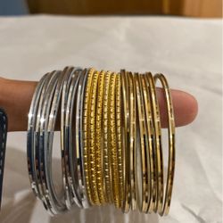 Golden And Silver Bangles 