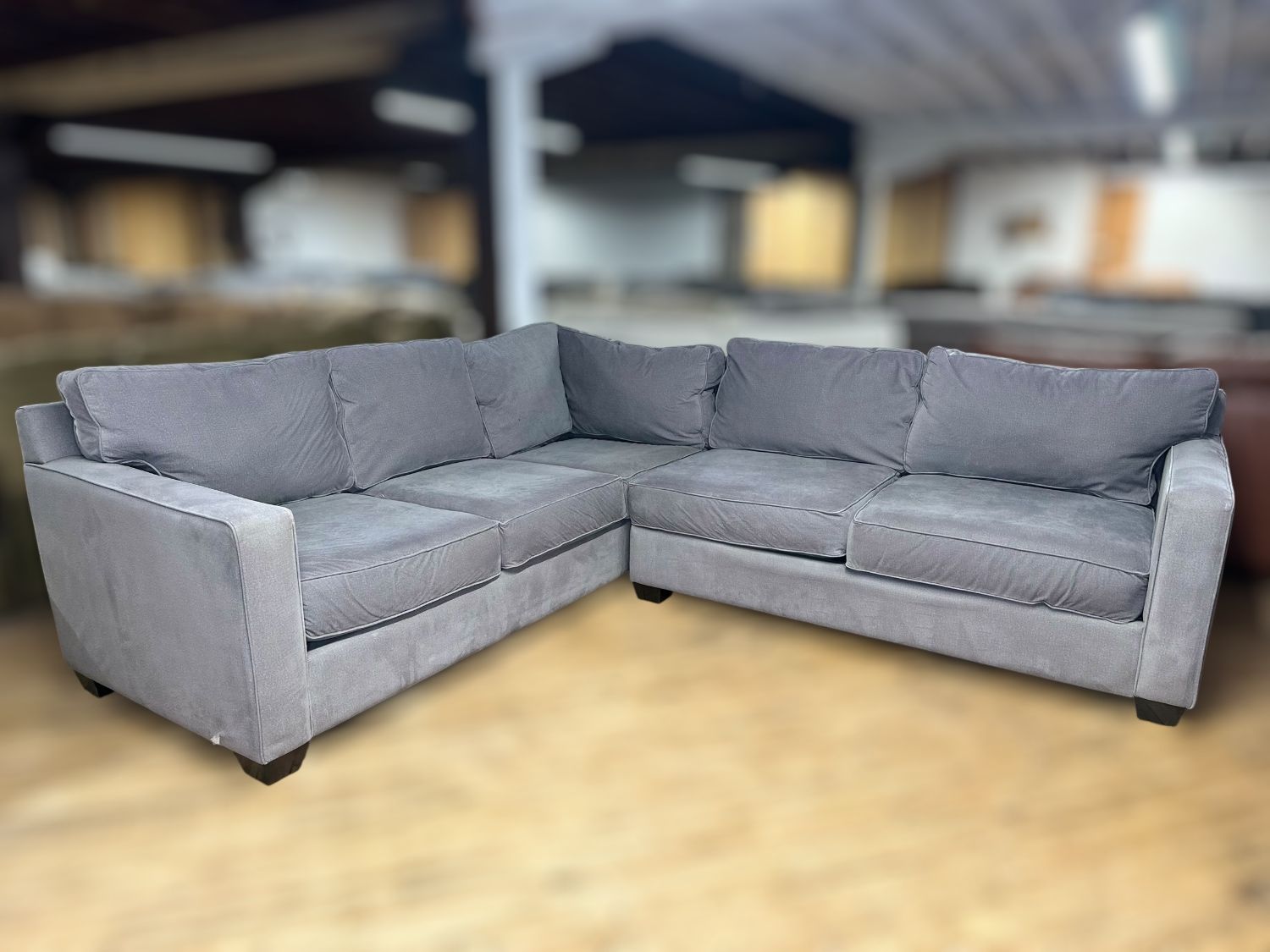 Free Delivery- Gray 2pc L shape sectional couch sofa