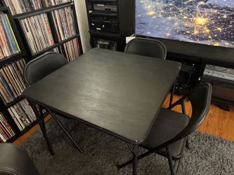 Black Folding Table with 3 Folding Chairs