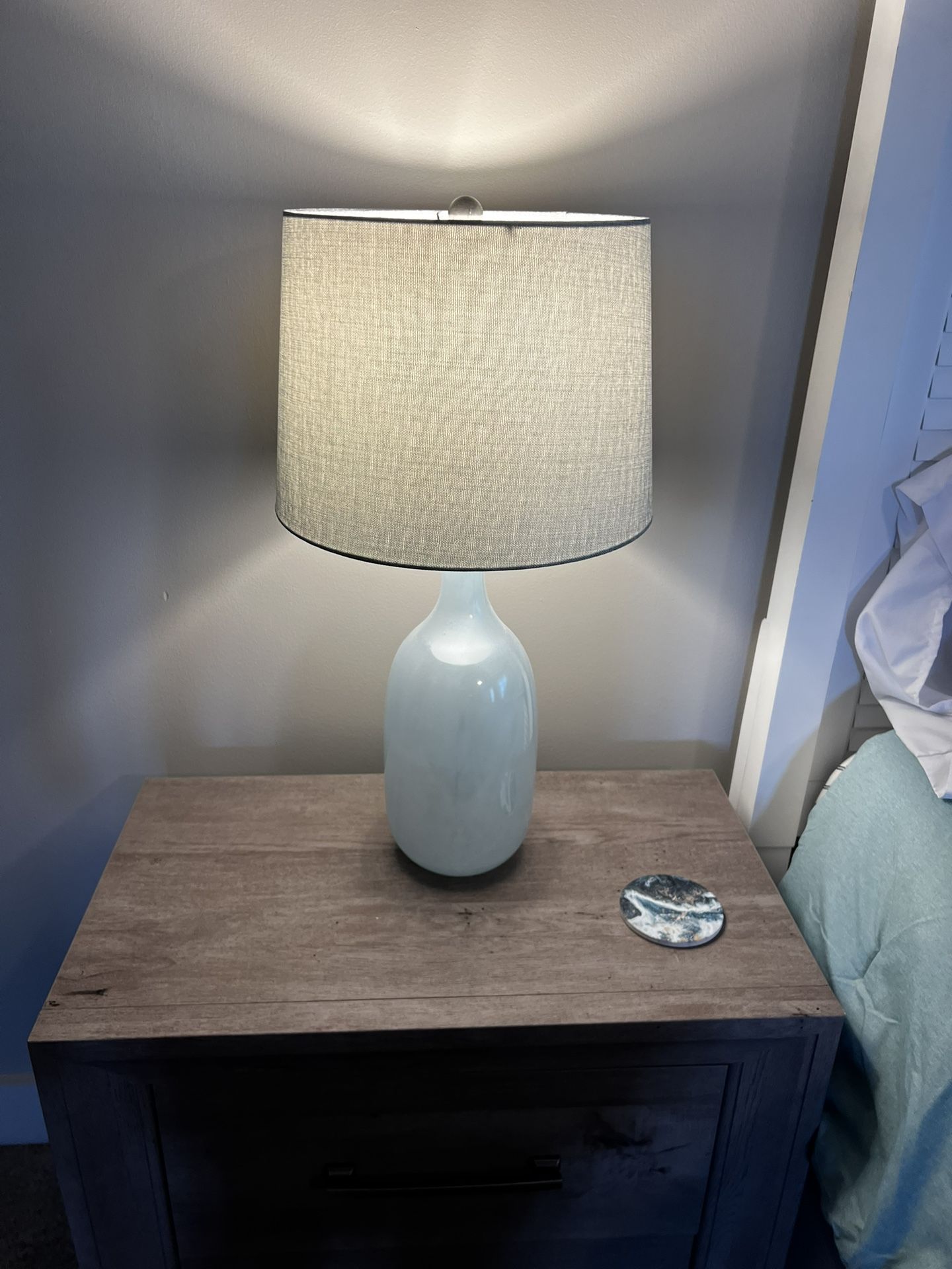 2 Blue Lamps With Lamp Shades