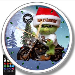 Grinch Harley Davidson Clock