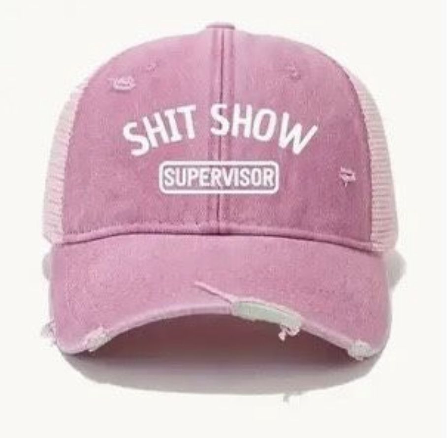 🌷New! Pink Distressed Sh*# Show Supervisor Mesh Adjustable Baseball Cap Hat