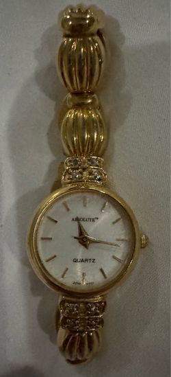 Absolute Quartz Women’s Vintage Watch Gold-Toned with Rhinestones! Gorgeous!