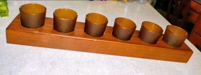 Wood Tealight Candle Holder with 6 Cups