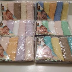 Assorted Colors, Baby Washcloths  6 Packs (10x10 Inches)