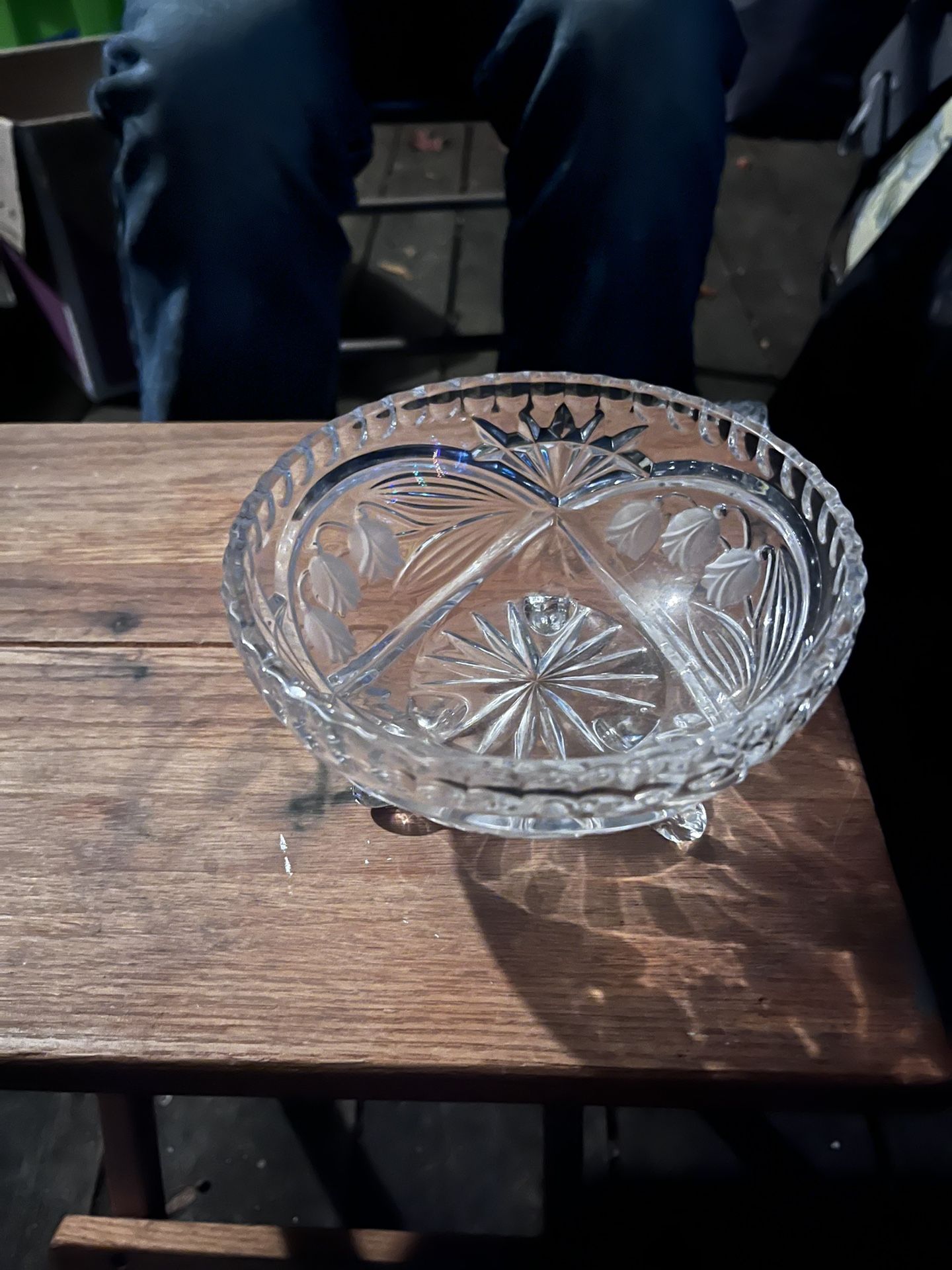 Antique Beautiful Glass Bowl With Etching 