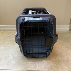 EveryYay 2-Door Pet Kennel, Navy & Grey- 10” Wide 17” Long 12” Tall Pet Cage 
