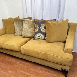 Gold/Mustard Yellow Velvet Sofa 