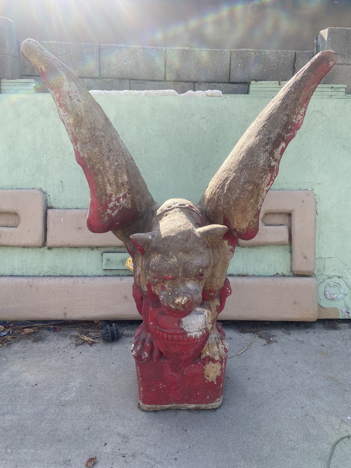 Large Vintage Gargoyle Yard Art Statue