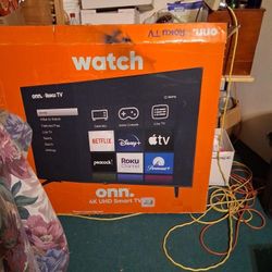 65 Inch Onn Smart TV And Stand With 4 Glass Shelves