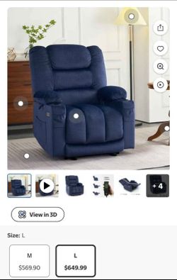 Power Recliner Chair with Heat and Massage, Fabric