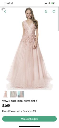 TERANI BLUSH PINK DRESS SIZE 8