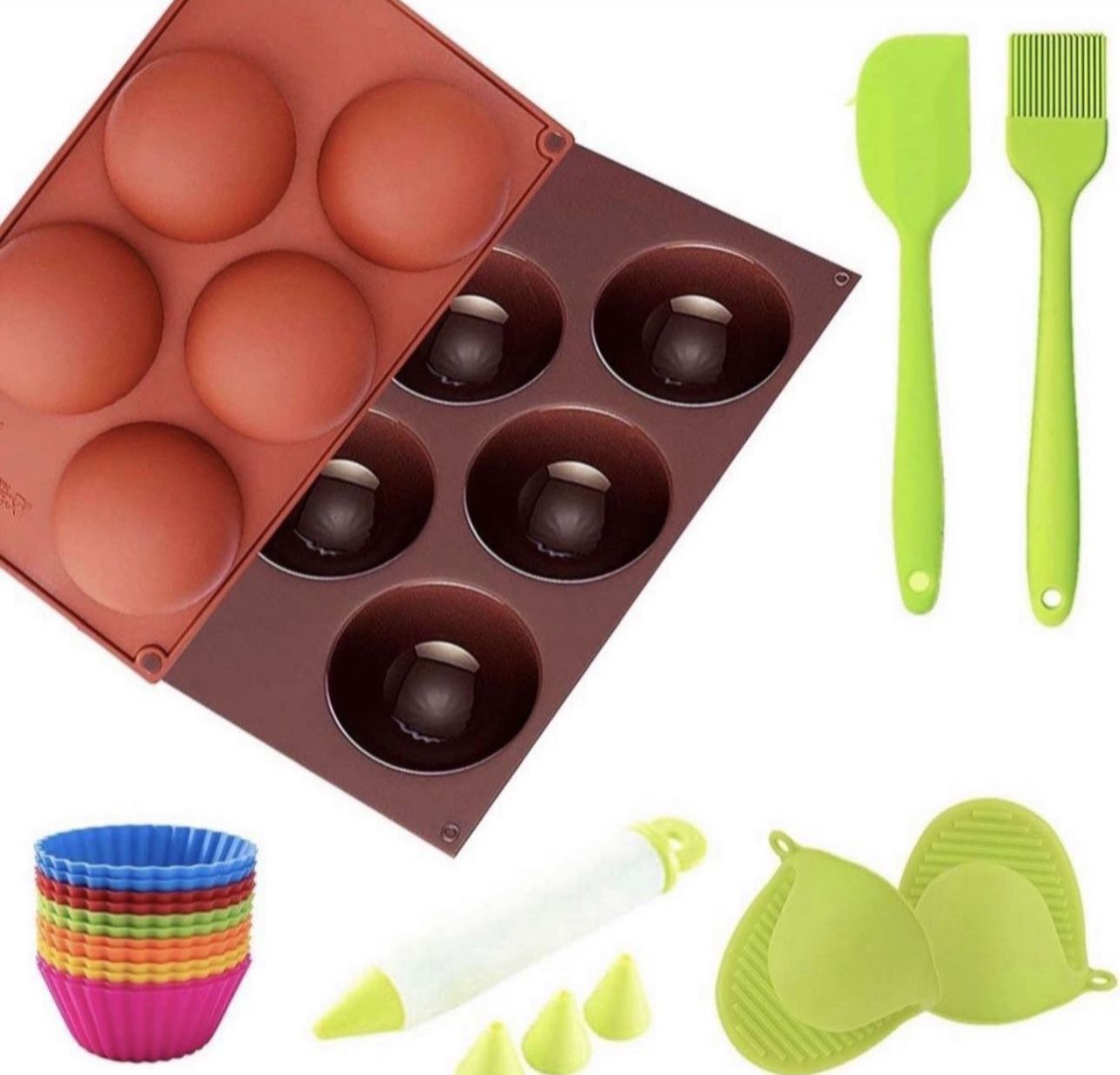 WYRRAL Semi Sphere Silicone Mold, 13 Pcs Set- Half Sphere Silicone Baking Molds for Making Chocolate, Cake, Jelly, Dome, Mousse, Ball Molds for Baking