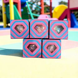 5 Schylling Groovy NeeDoh Jewel Super Sparkly Squish (3 purple, 1 pink, 1 blue)