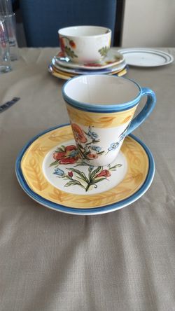 Floral Ceramic Cup and Plate Set