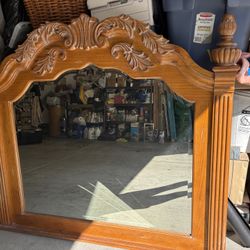 Vintage Ornate Dresser Mirror (Solid Wood)