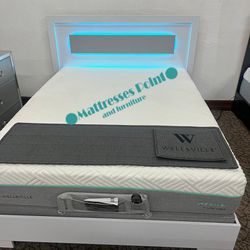 BEDFRAME TWIN SIZE BEAUTIFUL LED LIGHTS🆕 LIMITED TIME OFFER (ONLY THE BED) 👈